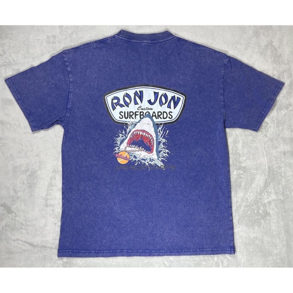 Ron Jon T-Shirt Men's M Purple Surf Shark Graphic Long Beach NJ